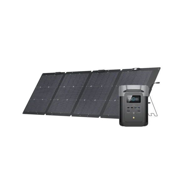 Tragbare Powerstation EcoFlow DELTA 2 + 220-W-Doppelseitiges Solarmodul